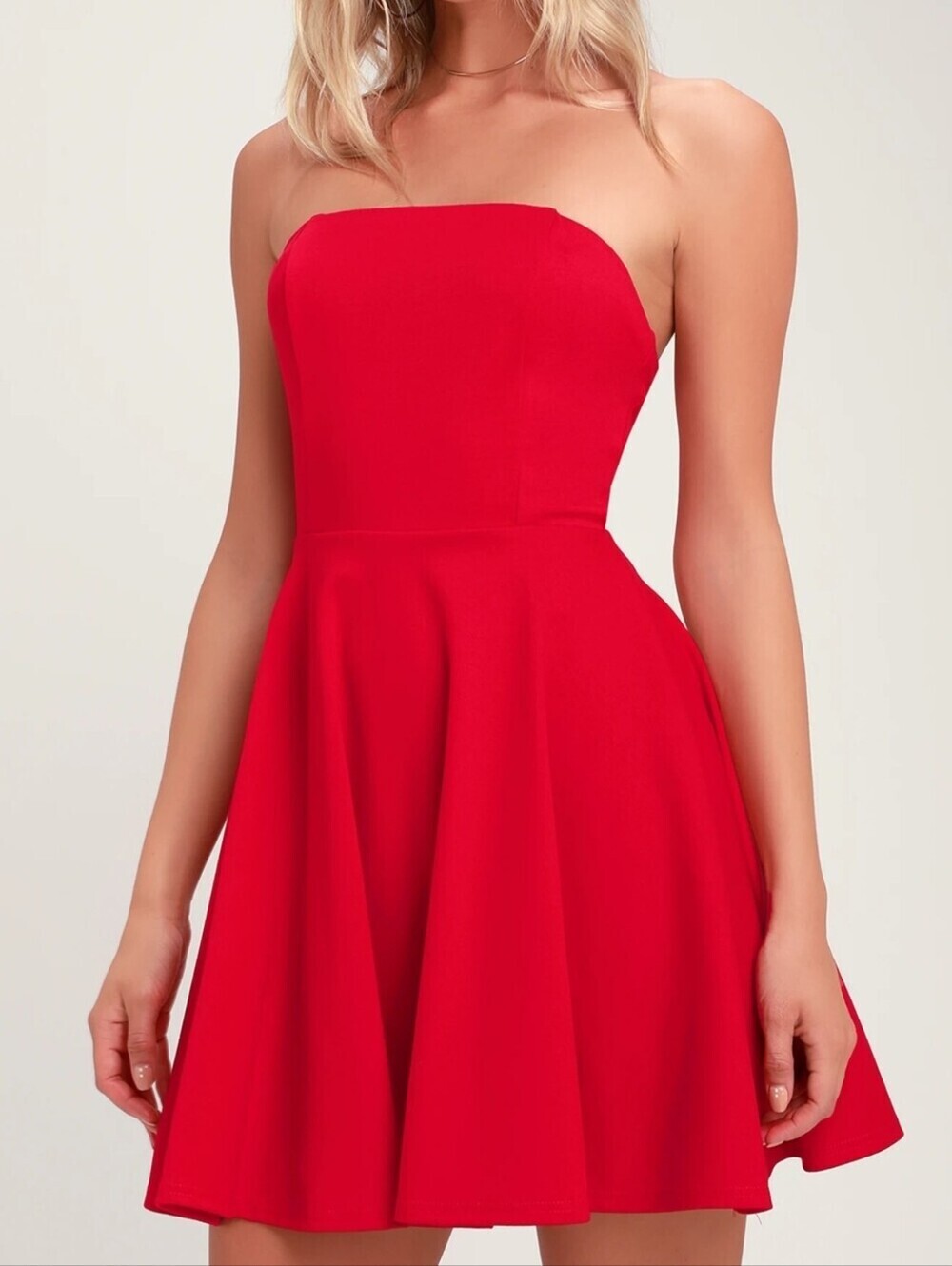 Lulus About a Twirl Red Strapless Flirty Skater Dress - Size XS - NWT!
